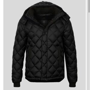 Black Quilted Hooded Jacket